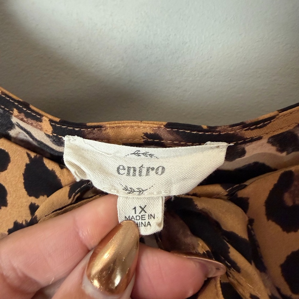 Entro 1XL Cheetah Print Bow Blouse - Picture 5 of 6